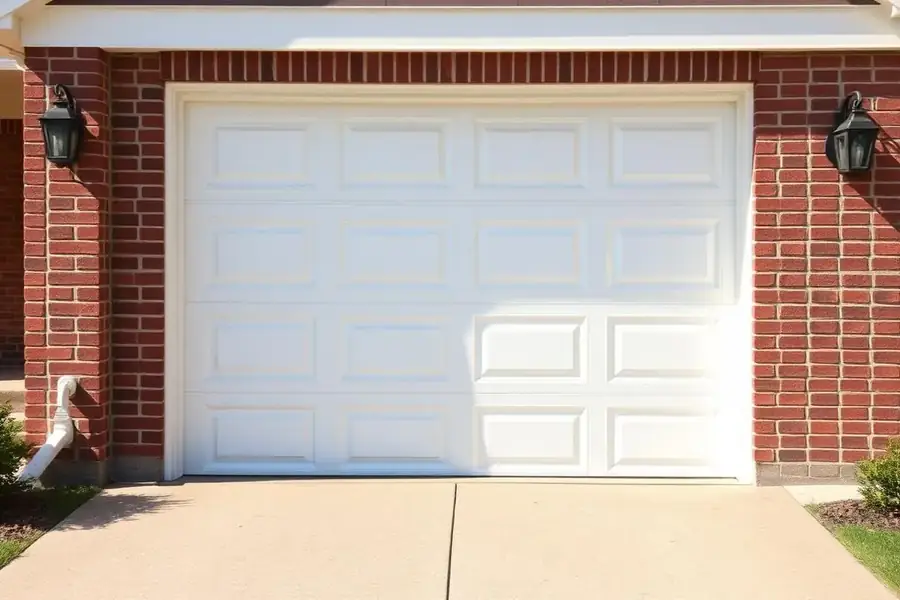 Fully repaired smooth white sectional garage door in Charlotte NC after Momentum repair