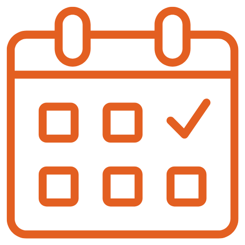 Calendar icon representing online booking for garage door services, emphasizing same-day service and local expertise in Charlotte, NC.